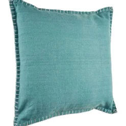 Discount Kirklands Home Teal with Embroidered Edge Pillow, 24 in. Blue