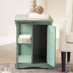 Best Kirklands Home Teal Wood Parnell Storage Accent Table