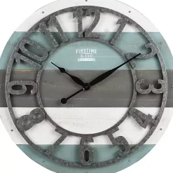 Online Kirklands Home Teal Wood Plank Wall Clock Blue