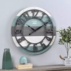 Online Kirklands Home Teal Wood Plank Wall Clock Blue