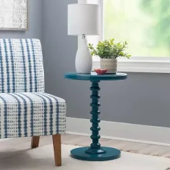 Outlet Kirklands Home Teal Wood Spindle Side Table Blue