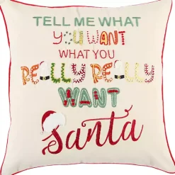 Kirklands Home Tell Me What You Want Santa Christmas Pillow