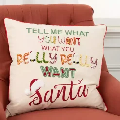 Kirklands Home Tell Me What You Want Santa Christmas Pillow