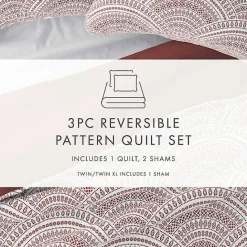 New Kirklands Home Terra Scalloped Reversible 3-pc. Queen Quilt Set