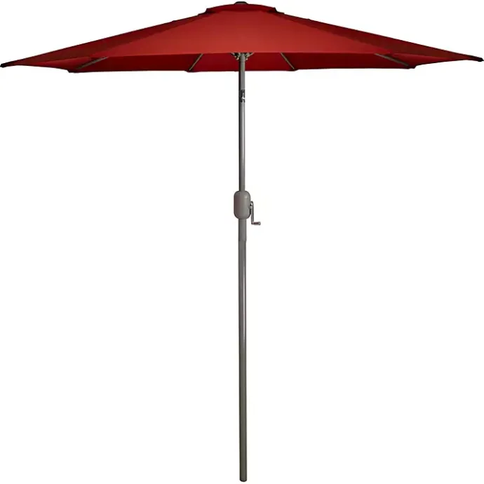 Outlet Kirklands Home Terracotta 8 ft. Hand Crank Tilt Umbrella Red