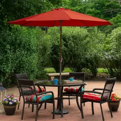 Outlet Kirklands Home Terracotta 8 ft. Hand Crank Tilt Umbrella Red