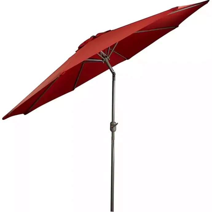 Outlet Kirklands Home Terracotta 8 ft. Hand Crank Tilt Umbrella Red