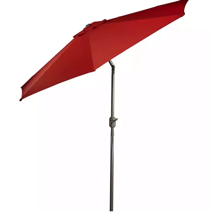 Outlet Kirklands Home Terracotta 8 ft. Hand Crank Tilt Umbrella Red