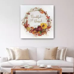 Best Kirklands Home Thankful & Blessed Harvest Wreath Print, 40x40