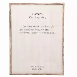 Outlet Kirklands Home Thanksgiving Blessing Framed Wall Plaque White