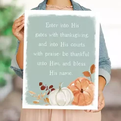 Best Kirklands Home Thanksgiving Verse Canvas Wall Plaque Blue