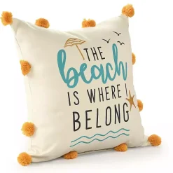 Hot Kirklands Home The Beach is Where I Belong Indoor/Outdoor Pillow