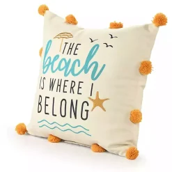 Hot Kirklands Home The Beach is Where I Belong Indoor/Outdoor Pillow