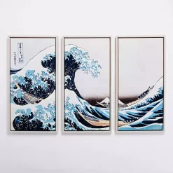 Outlet Kirklands Home The Great Wave Framed Canvas Art Prints, Set of 3