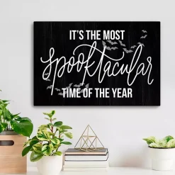 Outlet Kirklands Home The Most Spooktacular Time Canvas Wall Plaque Black