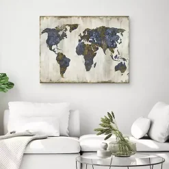 Hot Kirklands Home The World I Canvas Art Print Blue