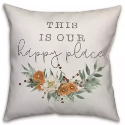Discount Kirklands Home This Is Our Happy Place Floral Pillow White
