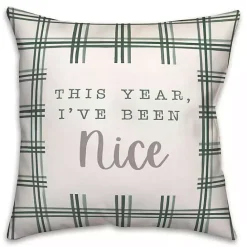 Clearance Kirklands Home This Year I've Been Nice Christmas Pillow Green