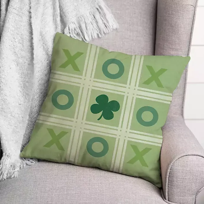 Sale Kirklands Home Tic Tac Toe Clover Indoor/Outdoor Pillow Green