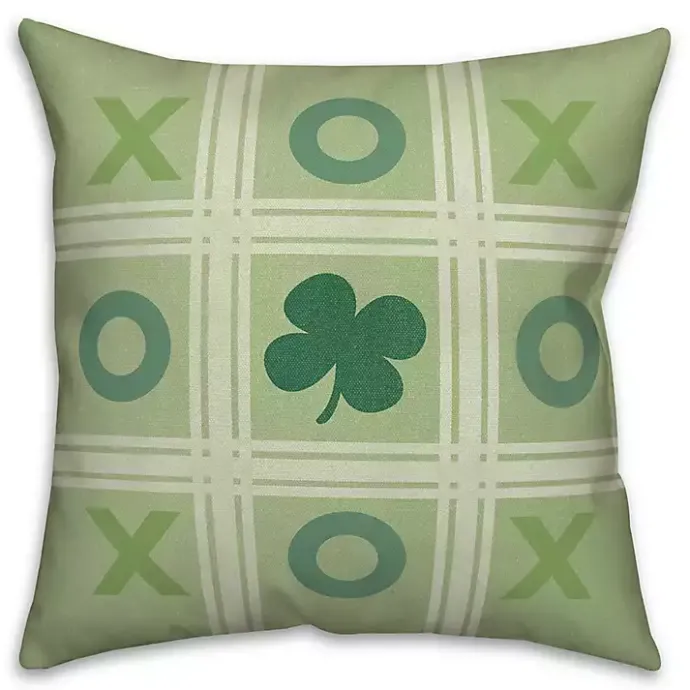 Sale Kirklands Home Tic Tac Toe Clover Indoor/Outdoor Pillow Green