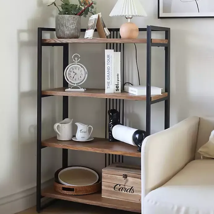 Clearance Kirklands Home 4-Tier Black Metal Frame Shelf Brown