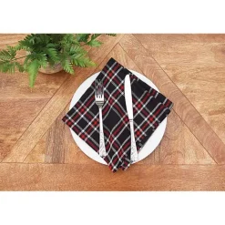 Discount Kirklands Home Tinsel Black Plaid Napkins, Set of 6