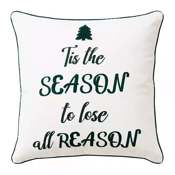 Online Kirklands Home Tis the Reason Christmas Throw Pillow Green