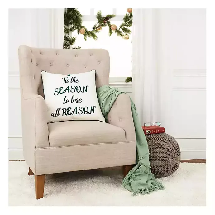 Online Kirklands Home Tis the Reason Christmas Throw Pillow Green