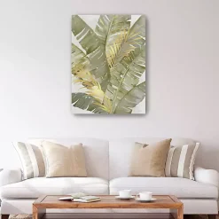 Best Kirklands Home Touch of Gold Banana Leaves Canvas Art Print