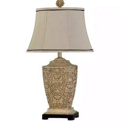 Best Kirklands Home Traditional Carved Cream Finish Table Lamp White