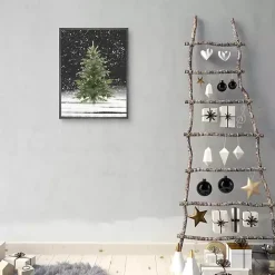 Sale Kirklands Home Tree With Snow Fall Christmas Wall Plaque Green
