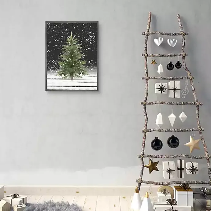 Sale Kirklands Home Tree With Snow Fall Christmas Wall Plaque Green