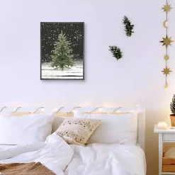 Sale Kirklands Home Tree With Snow Fall Christmas Wall Plaque Green