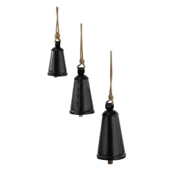New Kirklands Home Triangular Iron Hanging Bells, Set of 3 Black