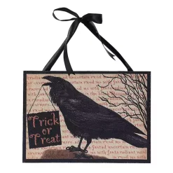 Online Kirklands Home Trick or Treat Crow Spooky Wall Plaque with Ribbon