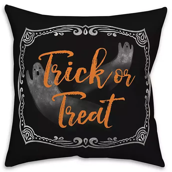 New Kirklands Home Trick or Treat Double Sided Outdoor Pillow Black