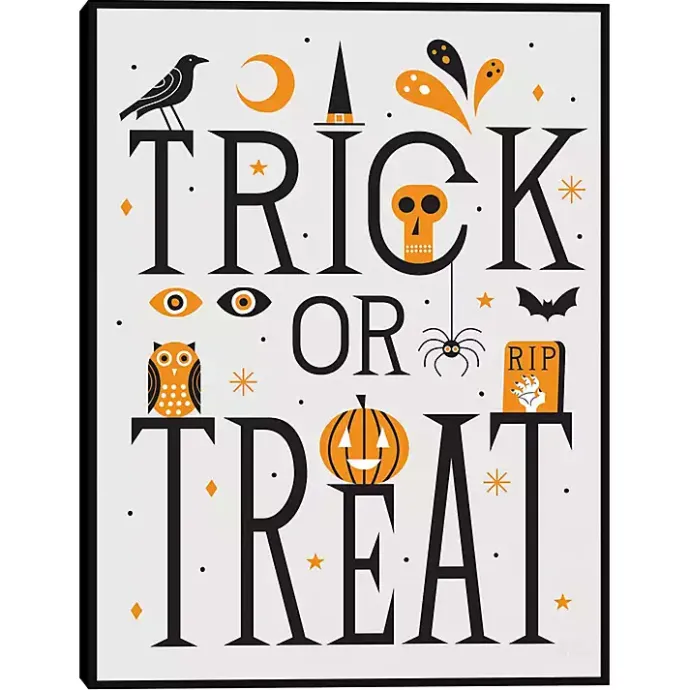 Kirklands Home Trick or Treat Framed Canvas Wall Plaque