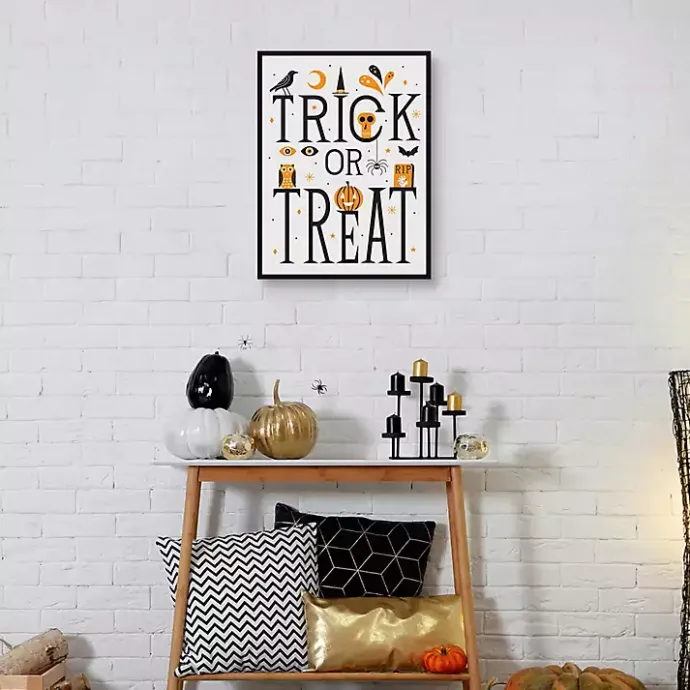 Kirklands Home Trick or Treat Framed Canvas Wall Plaque