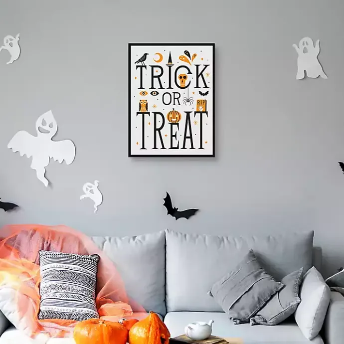 Kirklands Home Trick or Treat Framed Canvas Wall Plaque