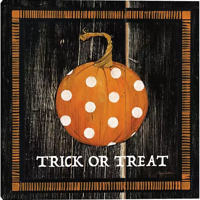 Kirklands Home Trick or Treat Polka Dot Pumpkin Canvas Art Print