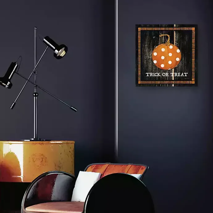 Kirklands Home Trick or Treat Polka Dot Pumpkin Canvas Art Print