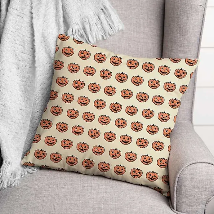 Sale Kirklands Home Trick or Treat Pumpkins Pattern Throw Pillow Orange