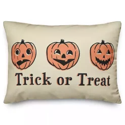 New Kirklands Home Trick or Treat Pumpkins Throw Pillow Ivory