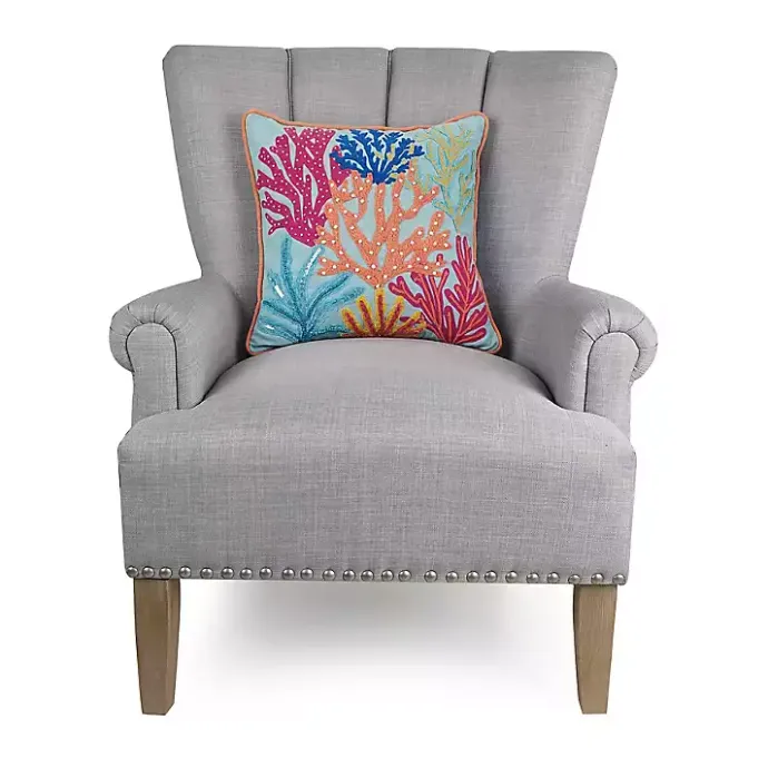 Hot Kirklands Home Tropical Coral Embroidered Pillow