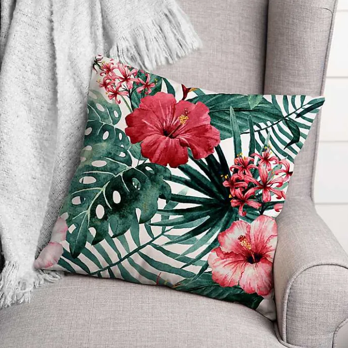 Hot Kirklands Home Tropical Flowers Outdoor Pillow