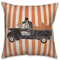 Kirklands Home Truck Retro with Stripes Throw Pillow Orange