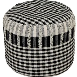 Hot Kirklands Home Tufted Black Mini Check Pouf