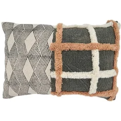 Sale Kirklands Home Tufted Chevron Plaid Cotton Lumbar Pillow