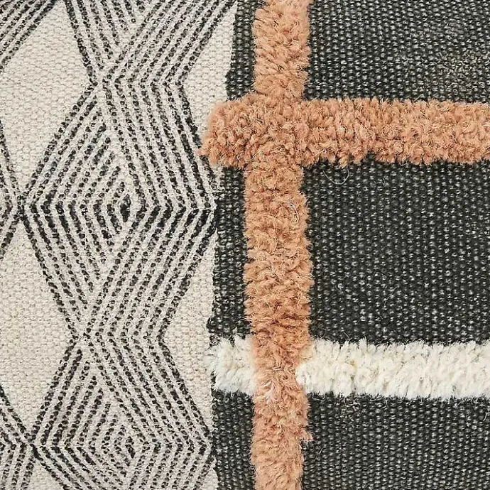 Sale Kirklands Home Tufted Chevron Plaid Cotton Lumbar Pillow