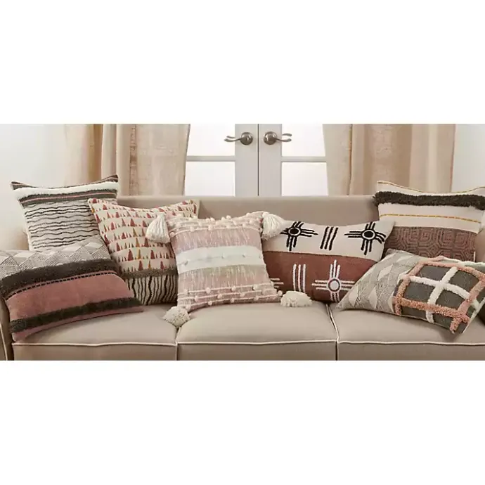 Sale Kirklands Home Tufted Chevron Plaid Cotton Lumbar Pillow